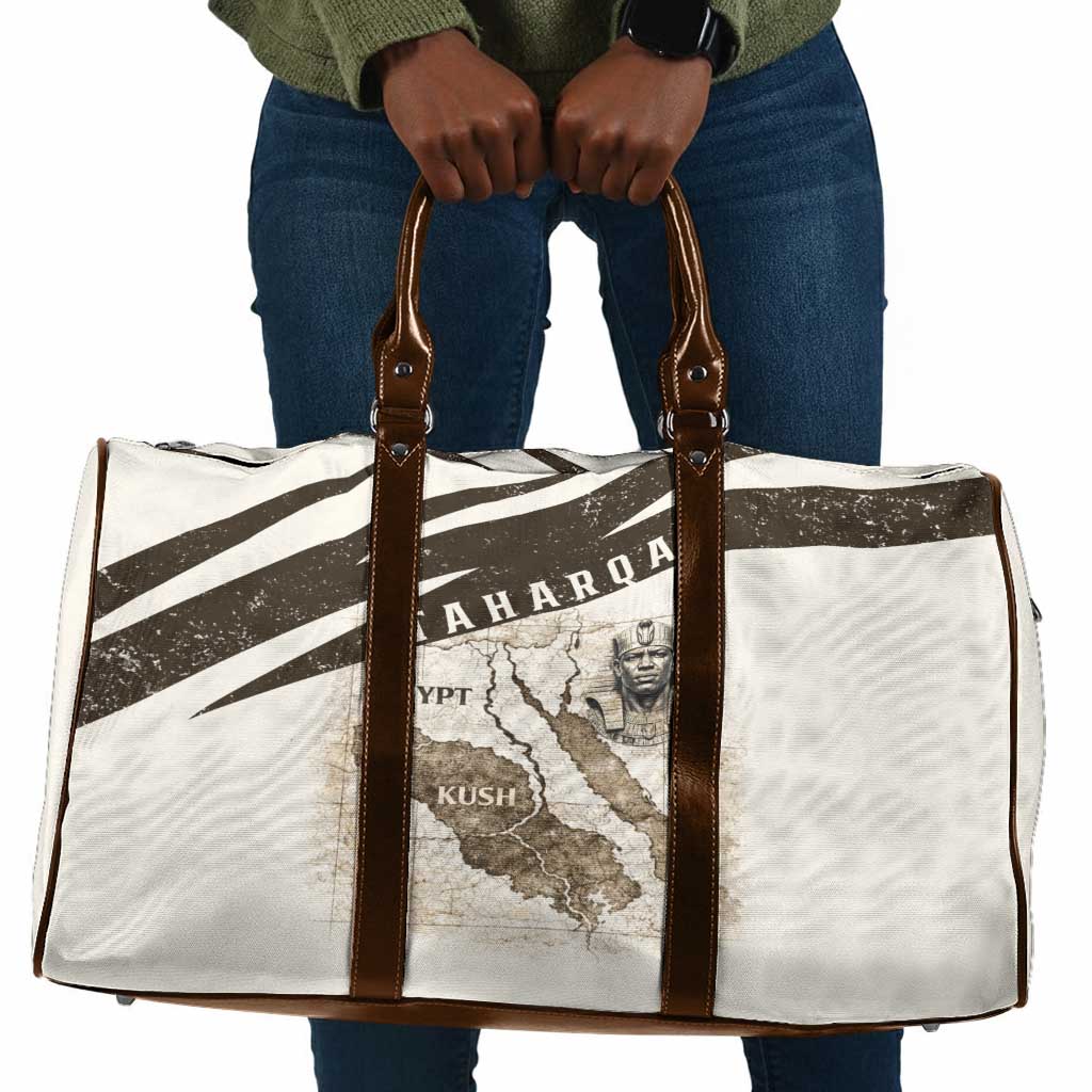 Taharqa Travel Bag with Ancient Map Illustration, King of Two Lands Title and Kush Egypt Temple - Wonder Print Shop