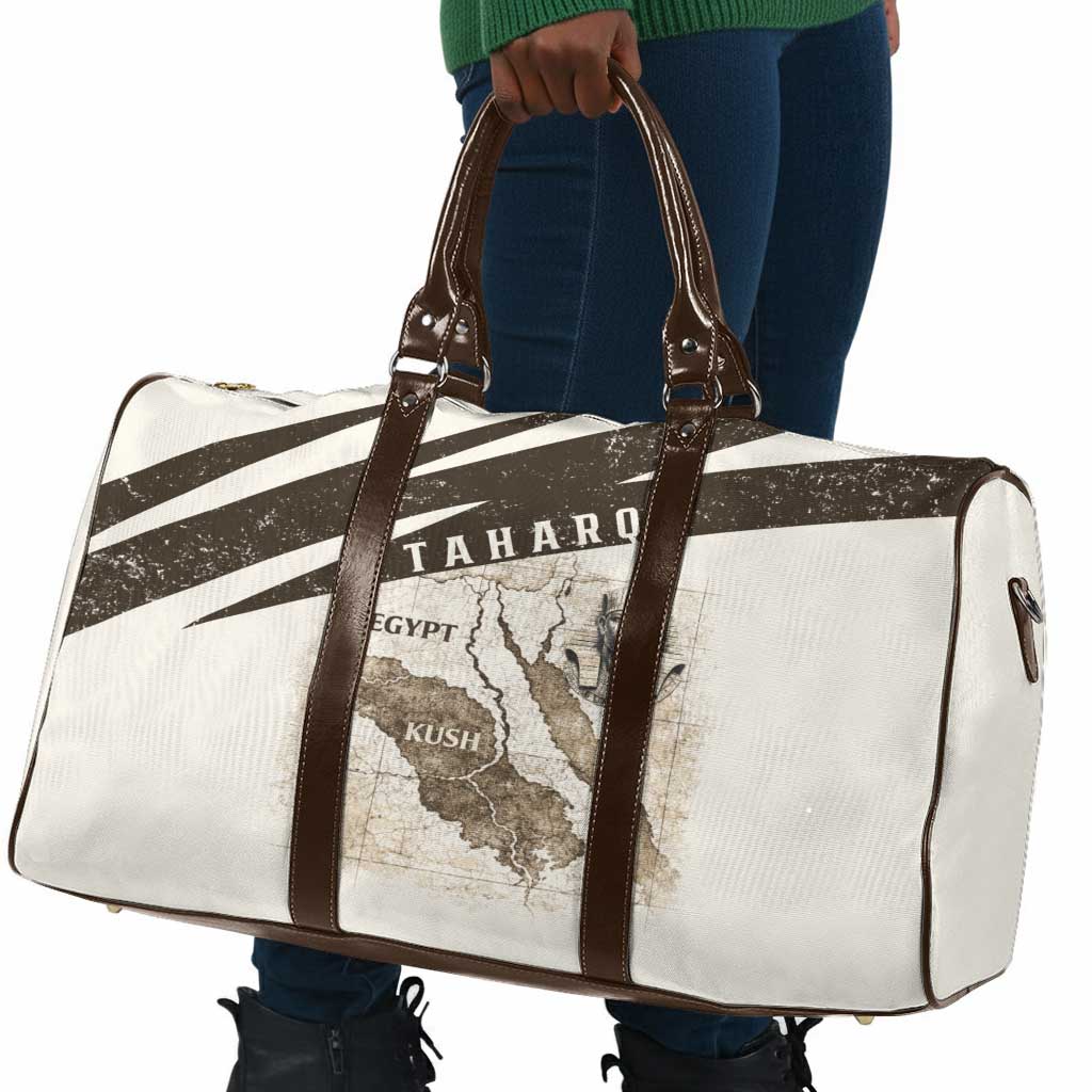 Taharqa Travel Bag with Ancient Map Illustration, King of Two Lands Title and Kush Egypt Temple - Wonder Print Shop