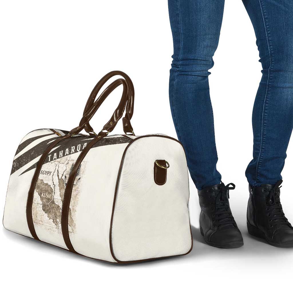 Taharqa Travel Bag with Ancient Map Illustration, King of Two Lands Title and Kush Egypt Temple - Wonder Print Shop