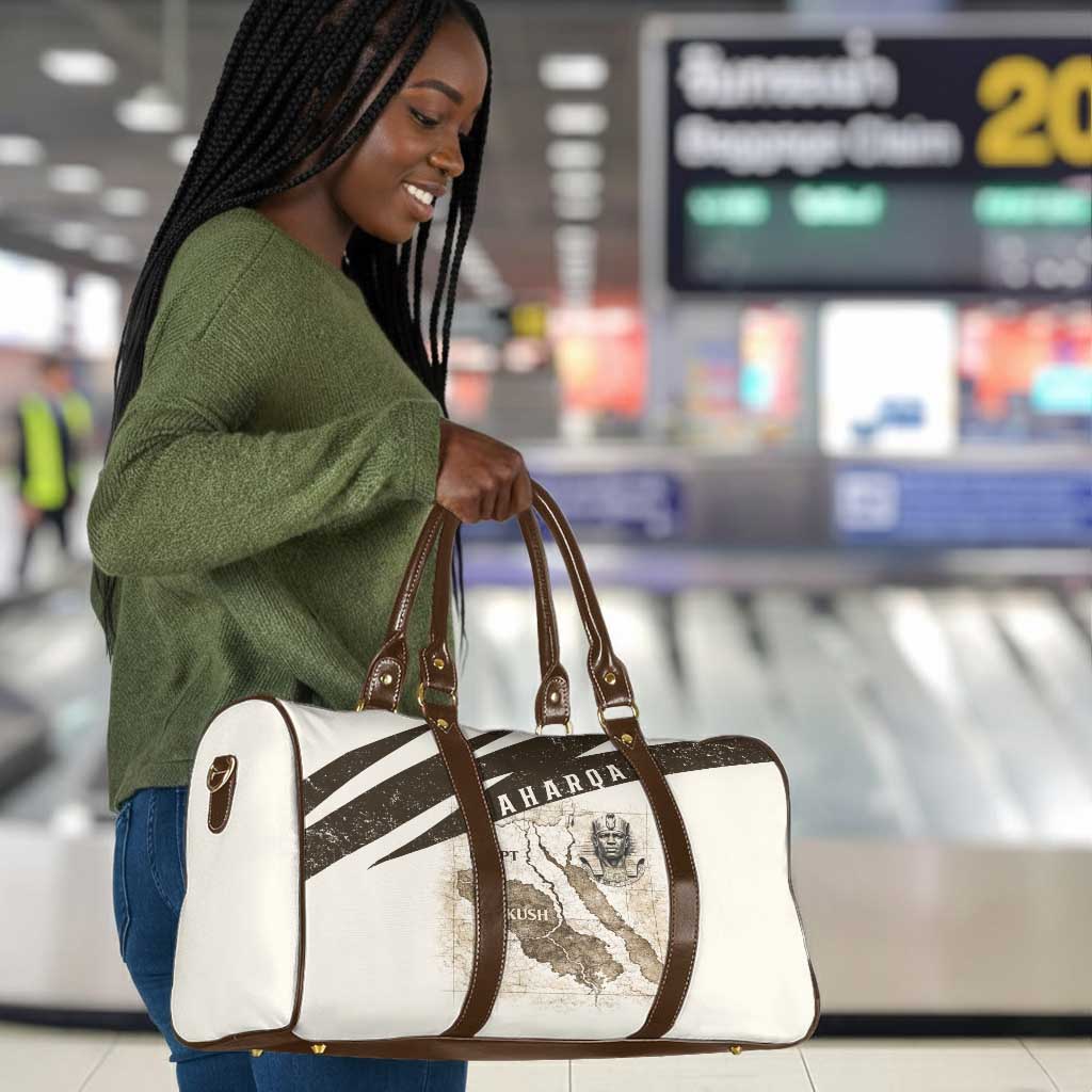 Taharqa Travel Bag with Ancient Map Illustration, King of Two Lands Title and Kush Egypt Temple - Wonder Print Shop