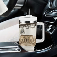 Taharqa Tumbler With Handle with Ancient Map Illustration, King of Two Lands Title and Kush Egypt Temple - Wonder Print Shop