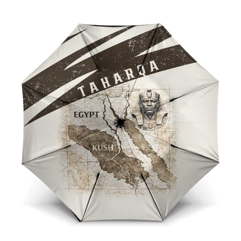 Taharqa Umbrella with Ancient Map Illustration, King of Two Lands Title and Kush Egypt Temple - Wonder Print Shop