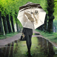 Taharqa Umbrella with Ancient Map Illustration, King of Two Lands Title and Kush Egypt Temple - Wonder Print Shop