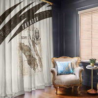 Taharqa Window Curtain with Ancient Map Illustration, King of Two Lands Title and Kush Egypt Temple - Wonder Print Shop