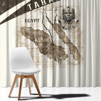 Taharqa Window Curtain with Ancient Map Illustration, King of Two Lands Title and Kush Egypt Temple - Wonder Print Shop