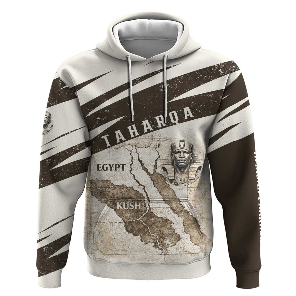 Taharqa Zip Hoodie with Ancient Map Illustration, King of Two Lands Title and Kush Egypt Temple - Wonder Print Shop