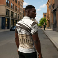 Taharqa Zipper Polo Shirt with Ancient Map Illustration, King of Two Lands Title and Kush Egypt Temple - Wonder Print Shop