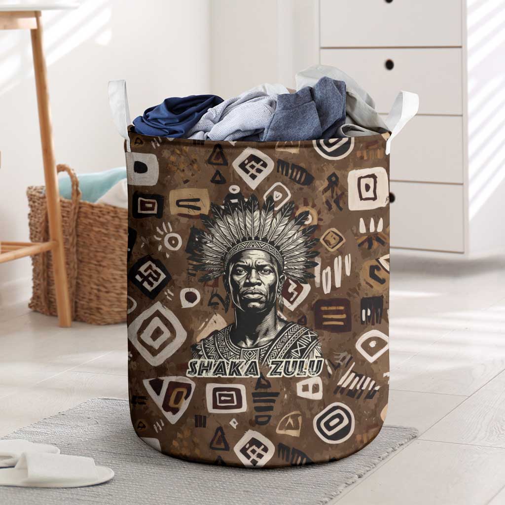Shaka Zulu Laundry Basket Monochrome Portrait Zulu Kingdom Heritage Unconquered Spirit Warrior Legacy Theme - Wonder Print Shop