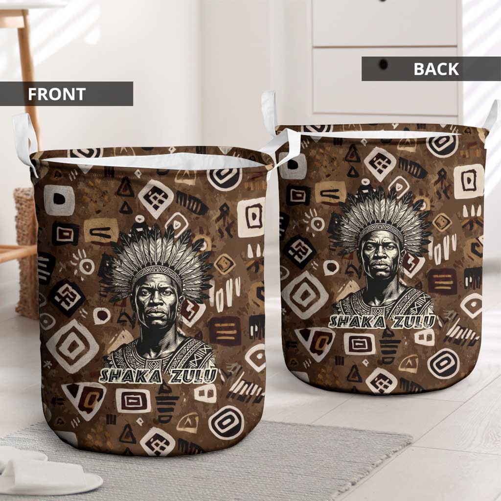 Shaka Zulu Laundry Basket Monochrome Portrait Zulu Kingdom Heritage Unconquered Spirit Warrior Legacy Theme - Wonder Print Shop