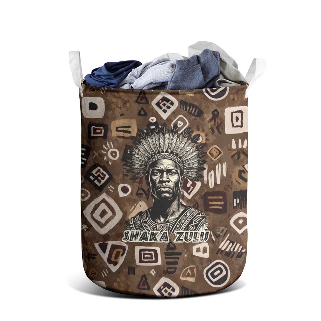 Shaka Zulu Laundry Basket Monochrome Portrait Zulu Kingdom Heritage Unconquered Spirit Warrior Legacy Theme - Wonder Print Shop