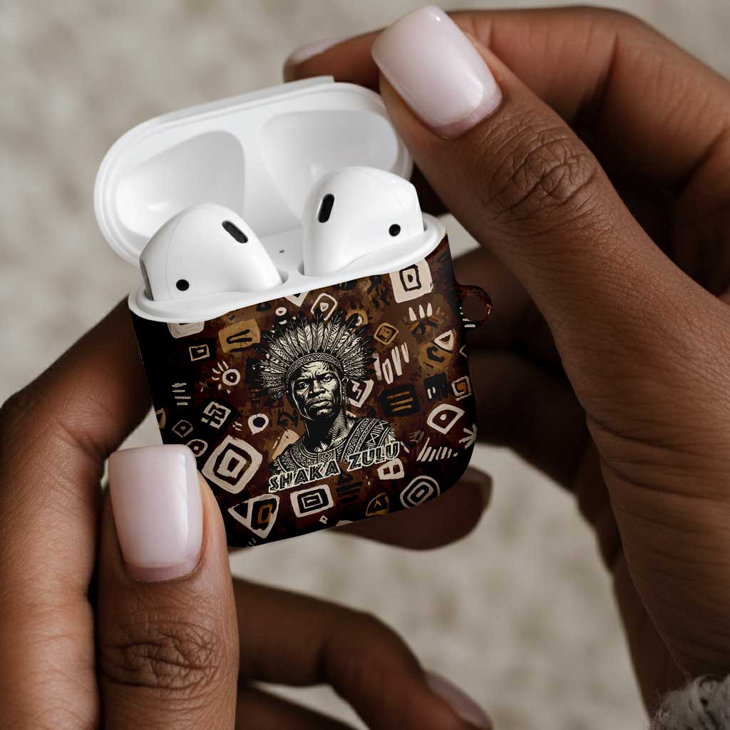 Shaka Zulu AirPods Case Monochrome Portrait Zulu Kingdom Heritage Unconquered Spirit Warrior Legacy Theme - Wonder Print Shop