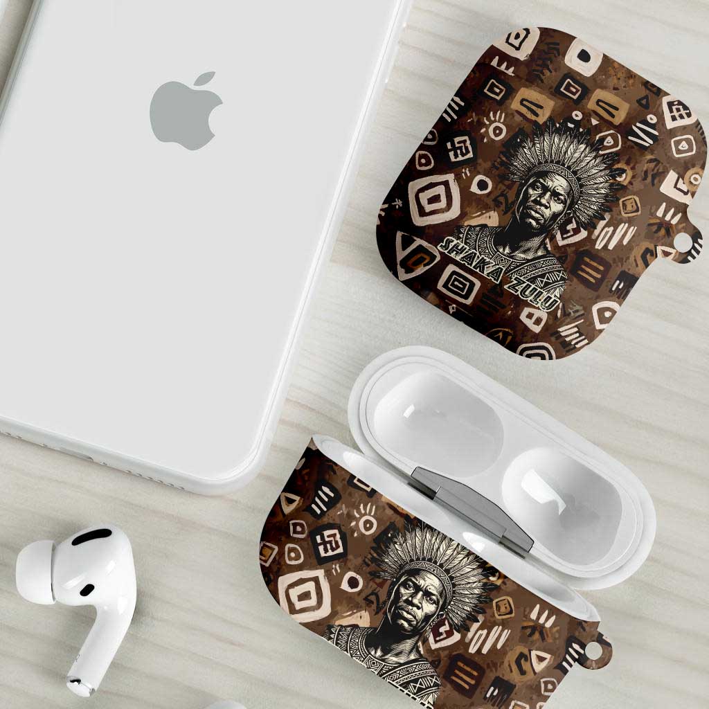 Shaka Zulu AirPods Case Monochrome Portrait Zulu Kingdom Heritage Unconquered Spirit Warrior Legacy Theme - Wonder Print Shop