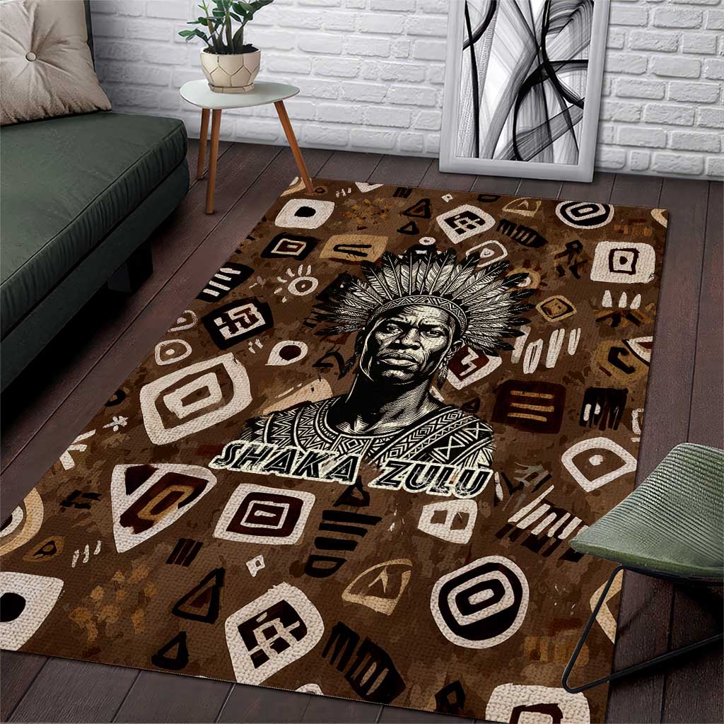Shaka Zulu Area Rug Monochrome Portrait Zulu Kingdom Heritage Unconquered Spirit Warrior Legacy Theme - Wonder Print Shop