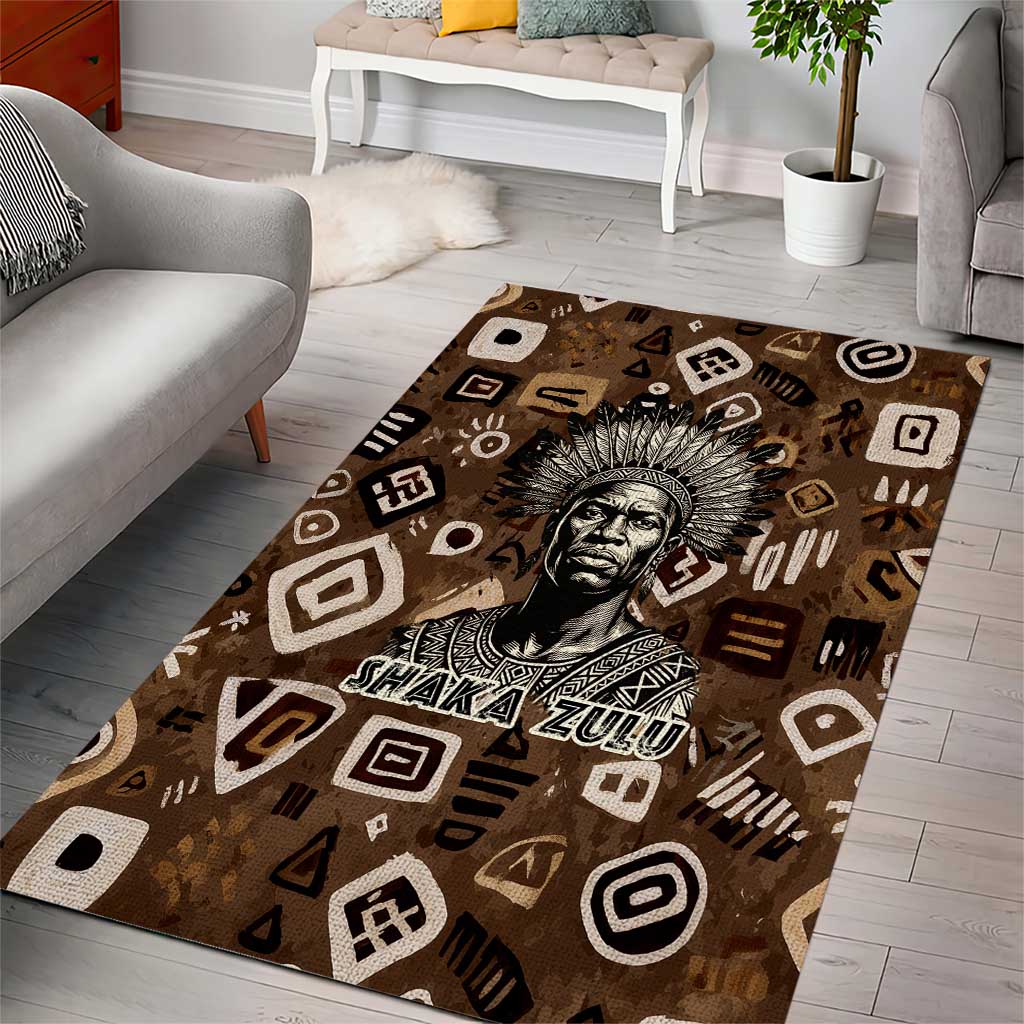 Shaka Zulu Area Rug Monochrome Portrait Zulu Kingdom Heritage Unconquered Spirit Warrior Legacy Theme - Wonder Print Shop