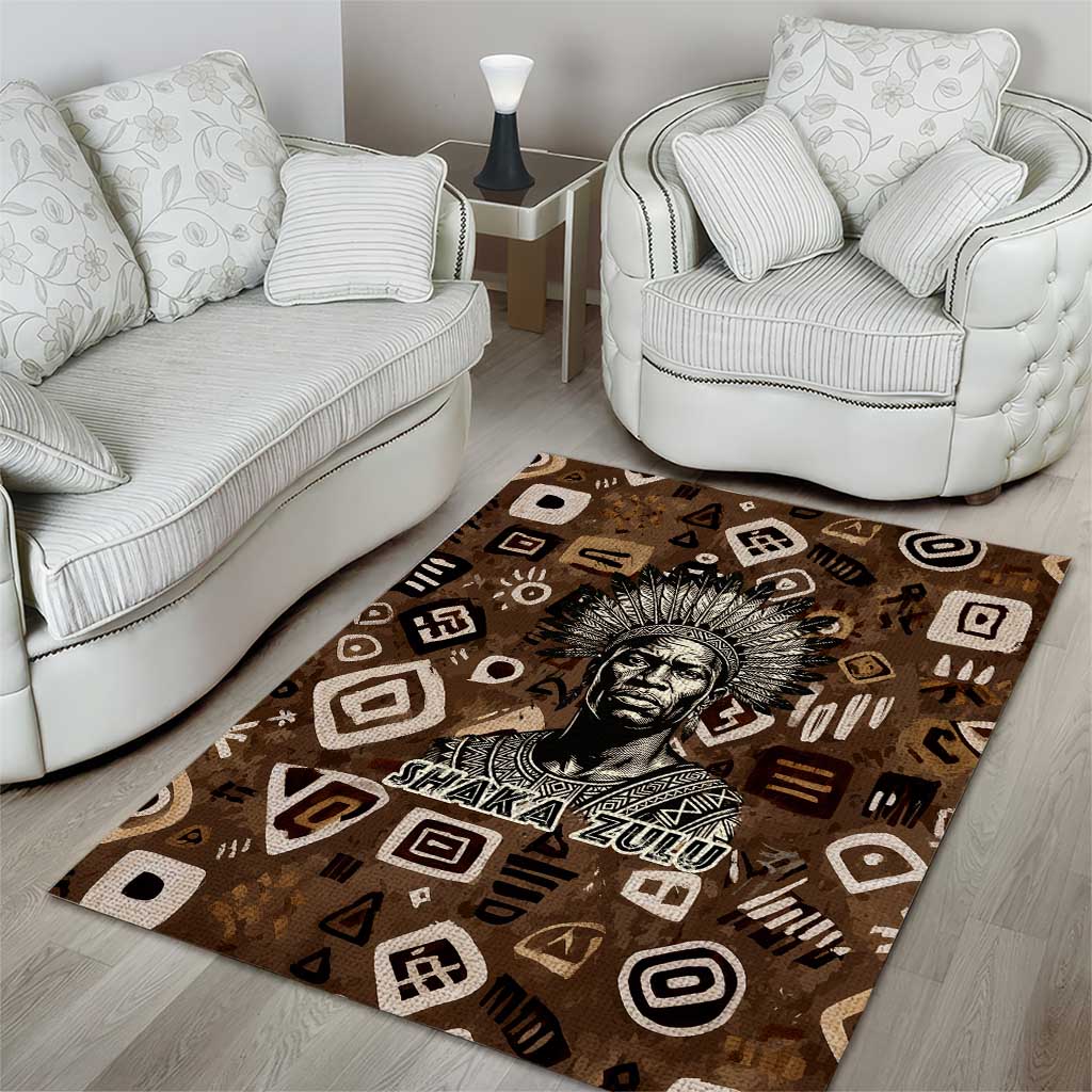 Shaka Zulu Area Rug Monochrome Portrait Zulu Kingdom Heritage Unconquered Spirit Warrior Legacy Theme - Wonder Print Shop