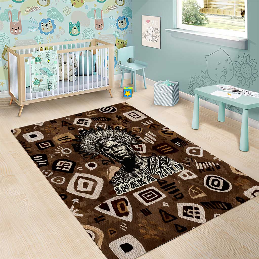 Shaka Zulu Area Rug Monochrome Portrait Zulu Kingdom Heritage Unconquered Spirit Warrior Legacy Theme - Wonder Print Shop