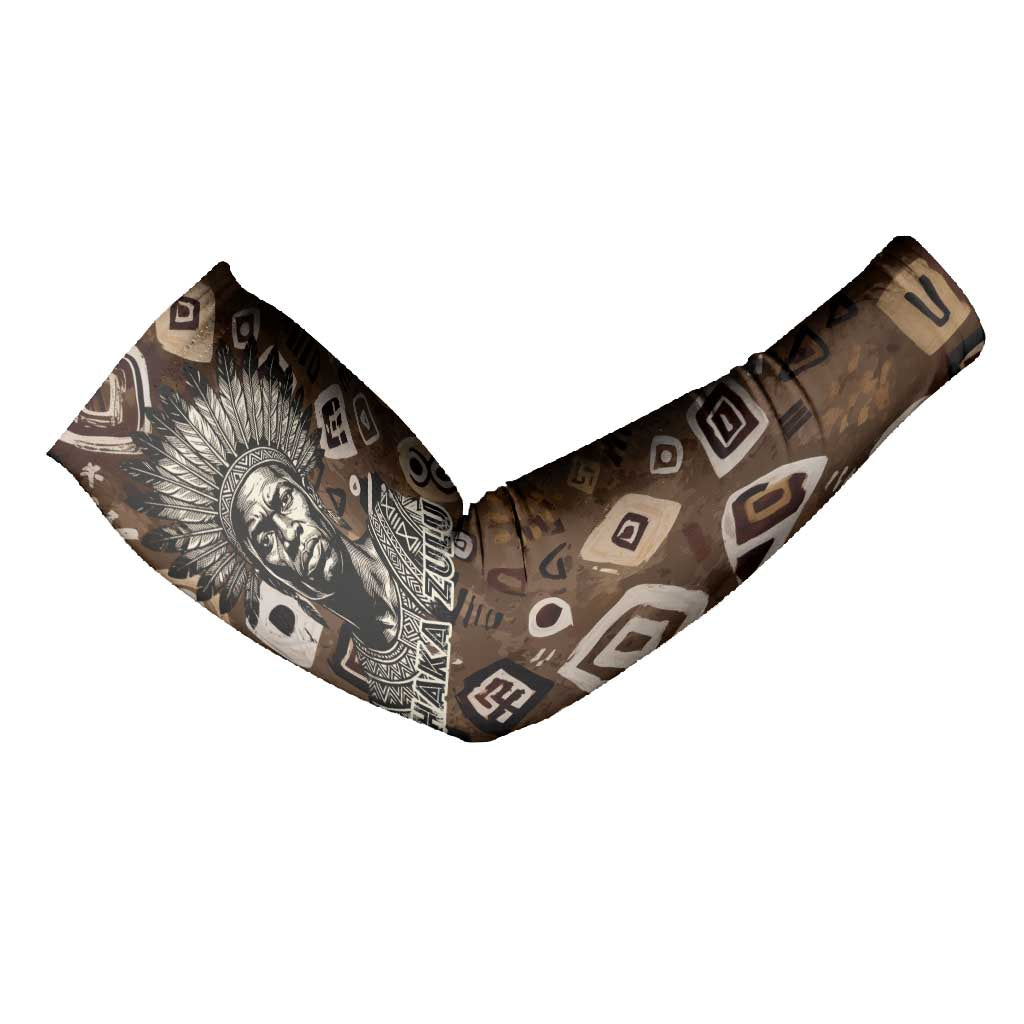 Shaka Zulu Arm Sleeves Monochrome Portrait Zulu Kingdom Heritage Unconquered Spirit Warrior Legacy Theme - Wonder Print Shop