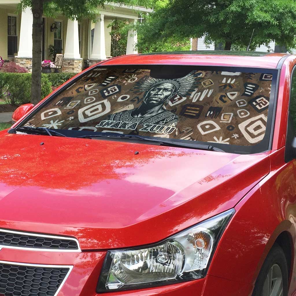 Shaka Zulu Auto Sun Shade Monochrome Portrait Zulu Kingdom Heritage Unconquered Spirit Warrior Legacy Theme - Wonder Print Shop