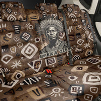 Shaka Zulu Back Car Seat Cover Monochrome Portrait Zulu Kingdom Heritage Unconquered Spirit Warrior Legacy Theme - Wonder Print Shop