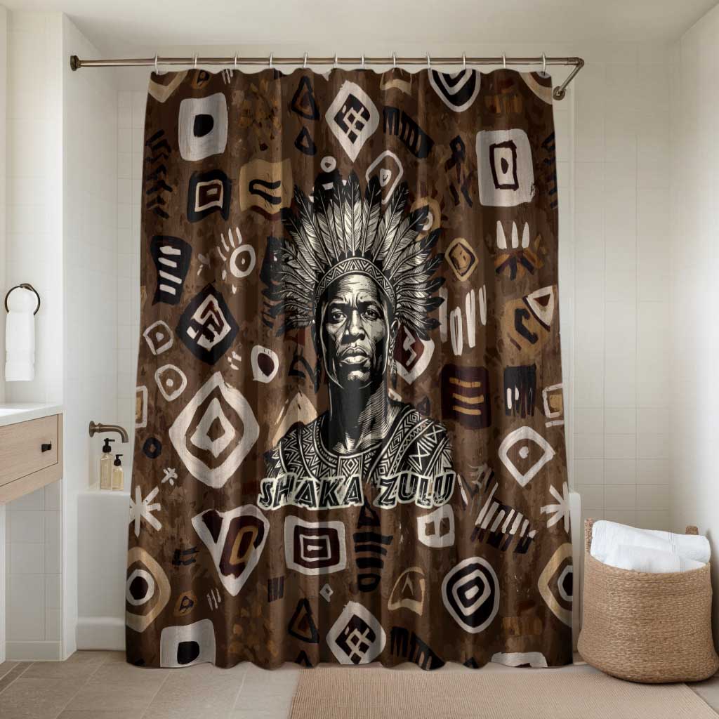 Shaka Zulu Bathroom Set Monochrome Portrait Zulu Kingdom Heritage Unconquered Spirit Warrior Legacy Theme - Wonder Print Shop