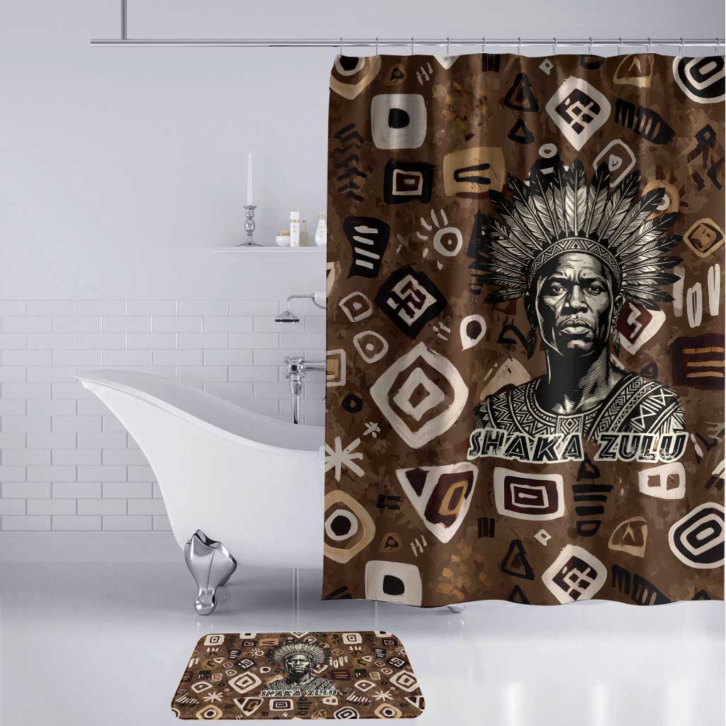 Shaka Zulu Bathroom Set Monochrome Portrait Zulu Kingdom Heritage Unconquered Spirit Warrior Legacy Theme - Wonder Print Shop