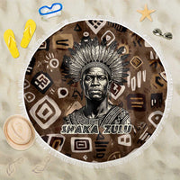 Shaka Zulu Beach Blanket Monochrome Portrait Zulu Kingdom Heritage Unconquered Spirit Warrior Legacy Theme - Wonder Print Shop