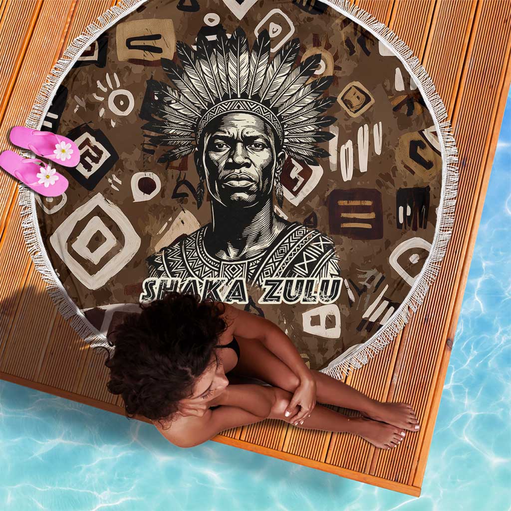 Shaka Zulu Beach Blanket Monochrome Portrait Zulu Kingdom Heritage Unconquered Spirit Warrior Legacy Theme - Wonder Print Shop