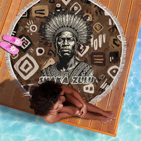Shaka Zulu Beach Blanket Monochrome Portrait Zulu Kingdom Heritage Unconquered Spirit Warrior Legacy Theme - Wonder Print Shop