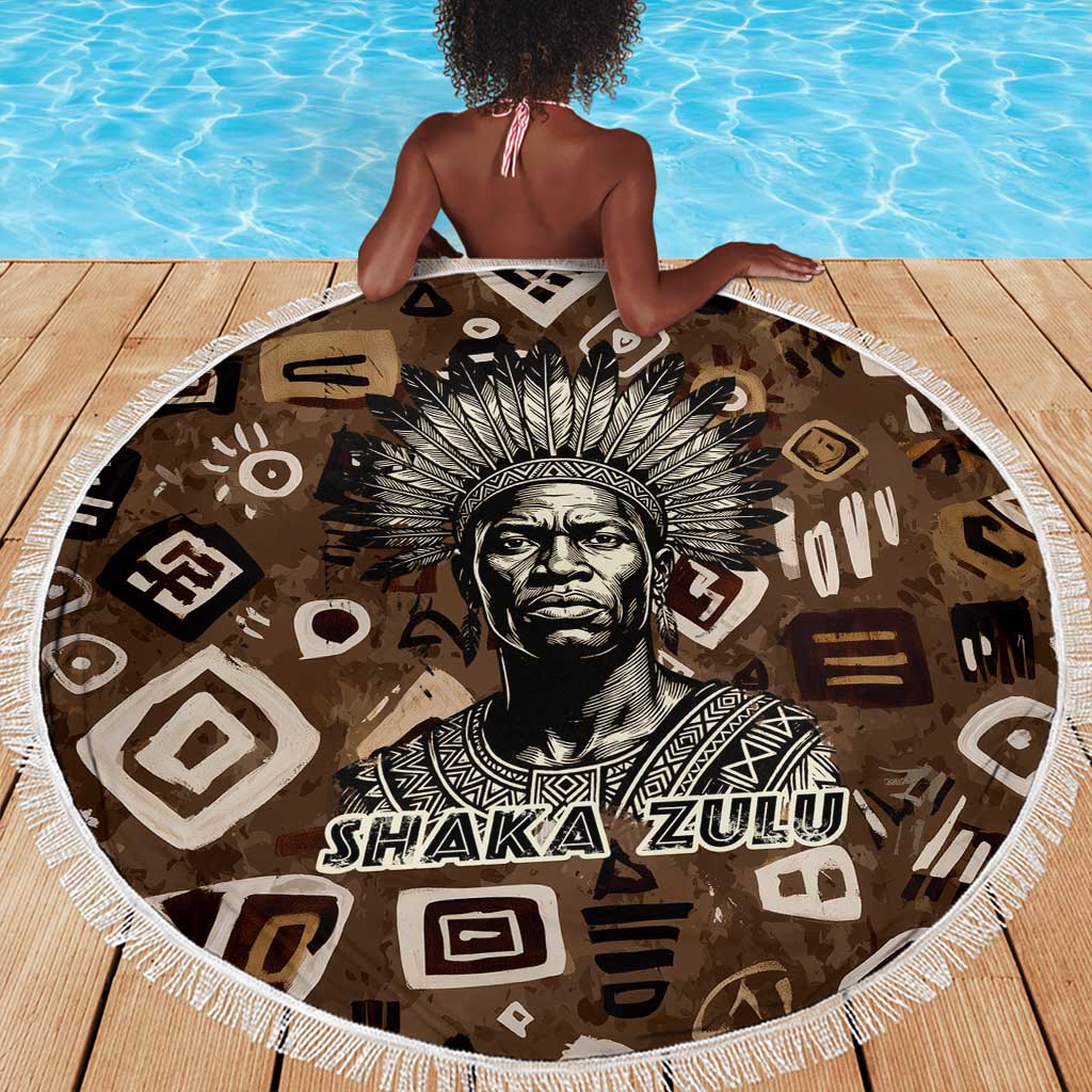Shaka Zulu Beach Blanket Monochrome Portrait Zulu Kingdom Heritage Unconquered Spirit Warrior Legacy Theme - Wonder Print Shop