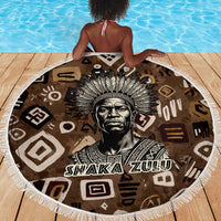 Shaka Zulu Beach Blanket Monochrome Portrait Zulu Kingdom Heritage Unconquered Spirit Warrior Legacy Theme - Wonder Print Shop