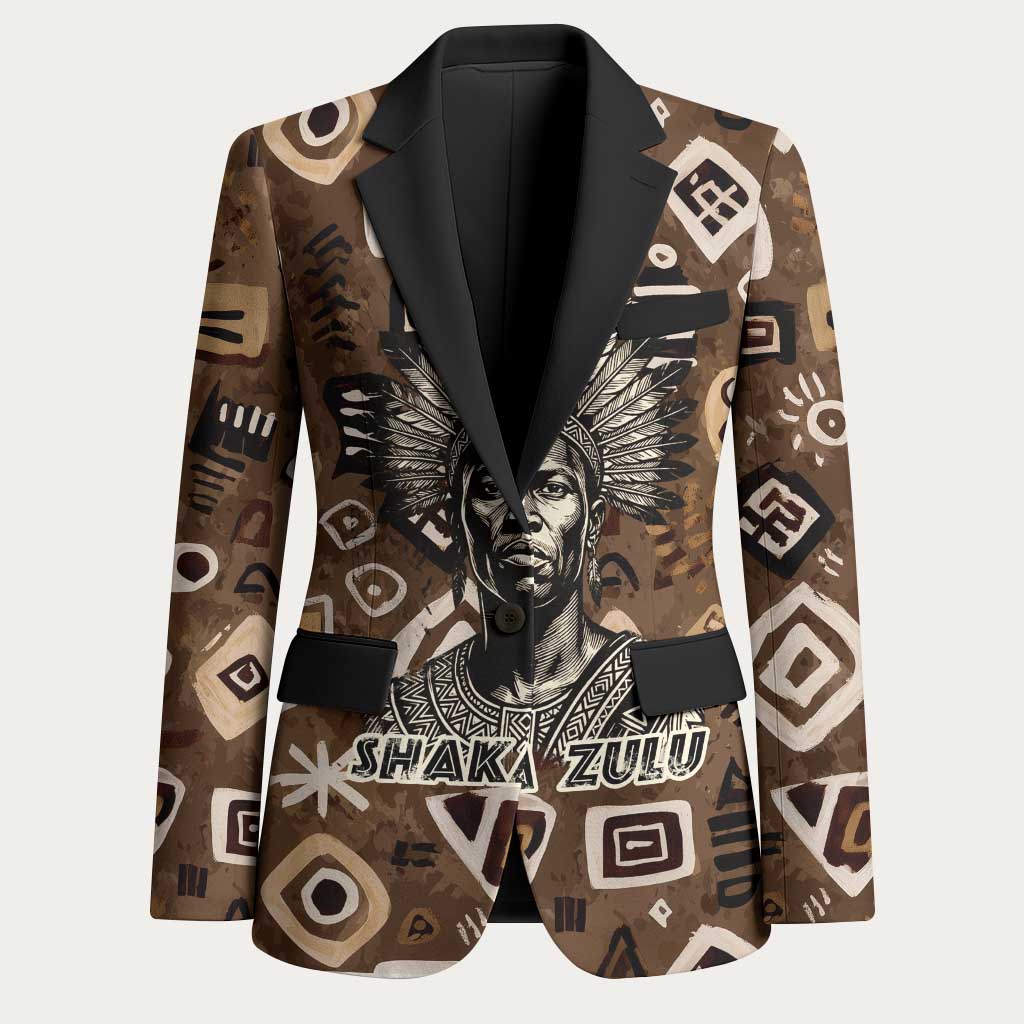 Shaka Zulu Blazer Monochrome Portrait Zulu Kingdom Heritage Unconquered Spirit Warrior Legacy Theme - Wonder Print Shop