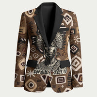 Shaka Zulu Blazer Monochrome Portrait Zulu Kingdom Heritage Unconquered Spirit Warrior Legacy Theme - Wonder Print Shop