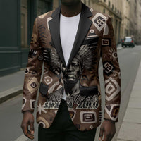 Shaka Zulu Blazer Monochrome Portrait Zulu Kingdom Heritage Unconquered Spirit Warrior Legacy Theme - Wonder Print Shop