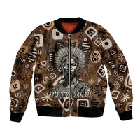 Shaka Zulu Bomber Jacket Monochrome Portrait Zulu Kingdom Heritage Unconquered Spirit Warrior Legacy Theme - Wonder Print Shop
