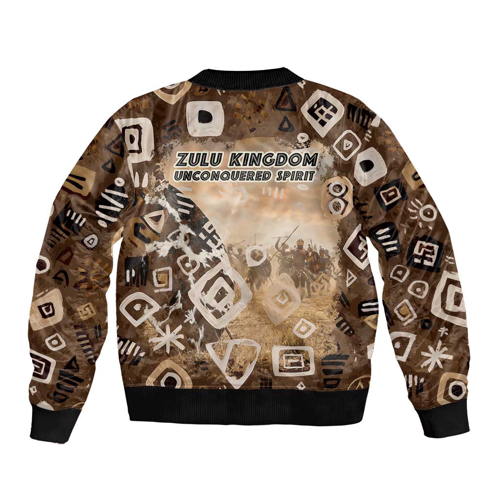 Shaka Zulu Bomber Jacket Monochrome Portrait Zulu Kingdom Heritage Unconquered Spirit Warrior Legacy Theme - Wonder Print Shop