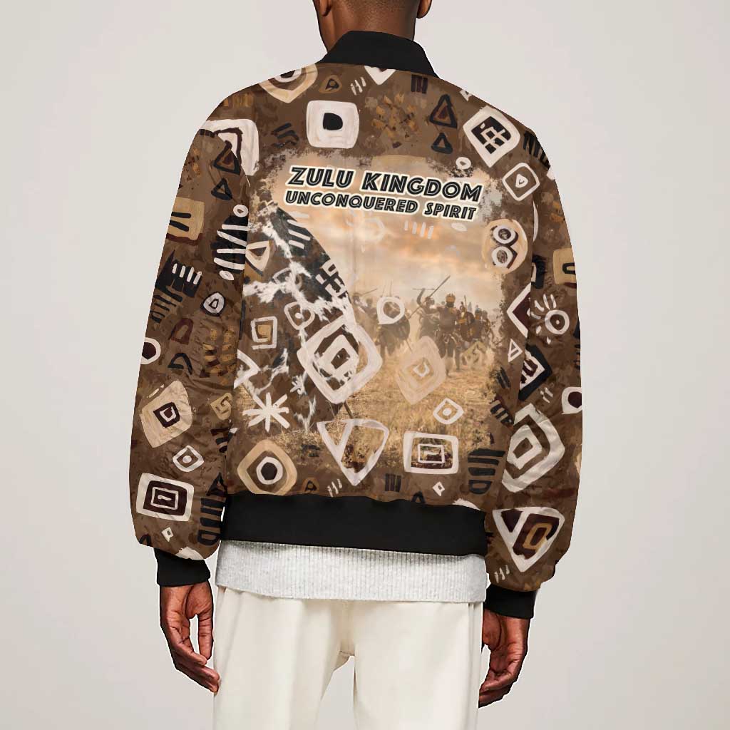 Shaka Zulu Bomber Jacket Monochrome Portrait Zulu Kingdom Heritage Unconquered Spirit Warrior Legacy Theme - Wonder Print Shop