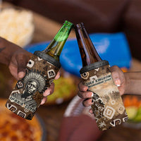 Shaka Zulu 4 in 1 Can Cooler Tumbler Monochrome Portrait Zulu Kingdom Heritage Unconquered Spirit Warrior Legacy Theme - Wonder Print Shop