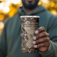 Shaka Zulu 4 in 1 Can Cooler Tumbler Monochrome Portrait Zulu Kingdom Heritage Unconquered Spirit Warrior Legacy Theme - Wonder Print Shop