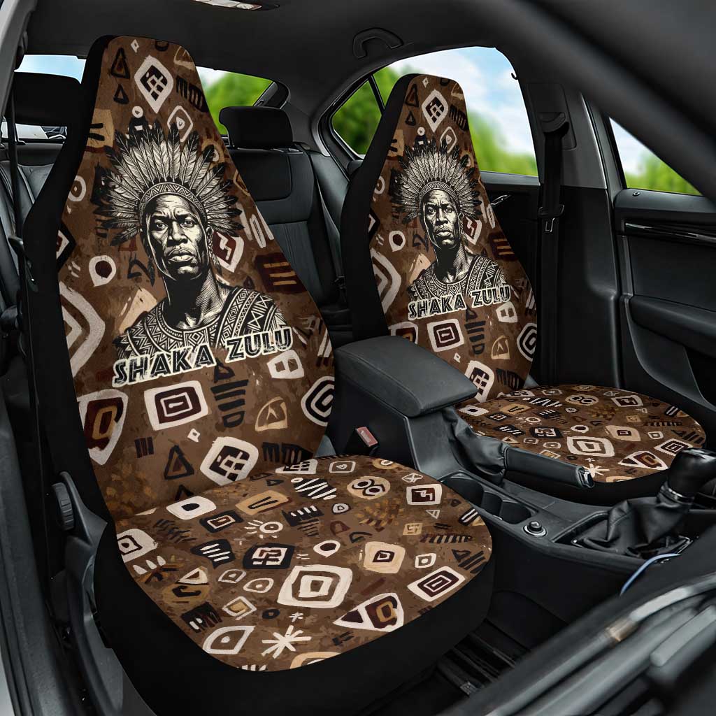 Shaka Zulu Car Seat Cover Monochrome Portrait Zulu Kingdom Heritage Unconquered Spirit Warrior Legacy Theme - Wonder Print Shop