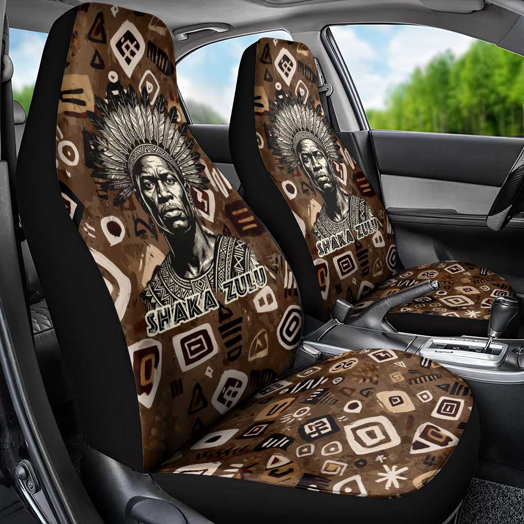 Shaka Zulu Car Seat Cover Monochrome Portrait Zulu Kingdom Heritage Unconquered Spirit Warrior Legacy Theme - Wonder Print Shop
