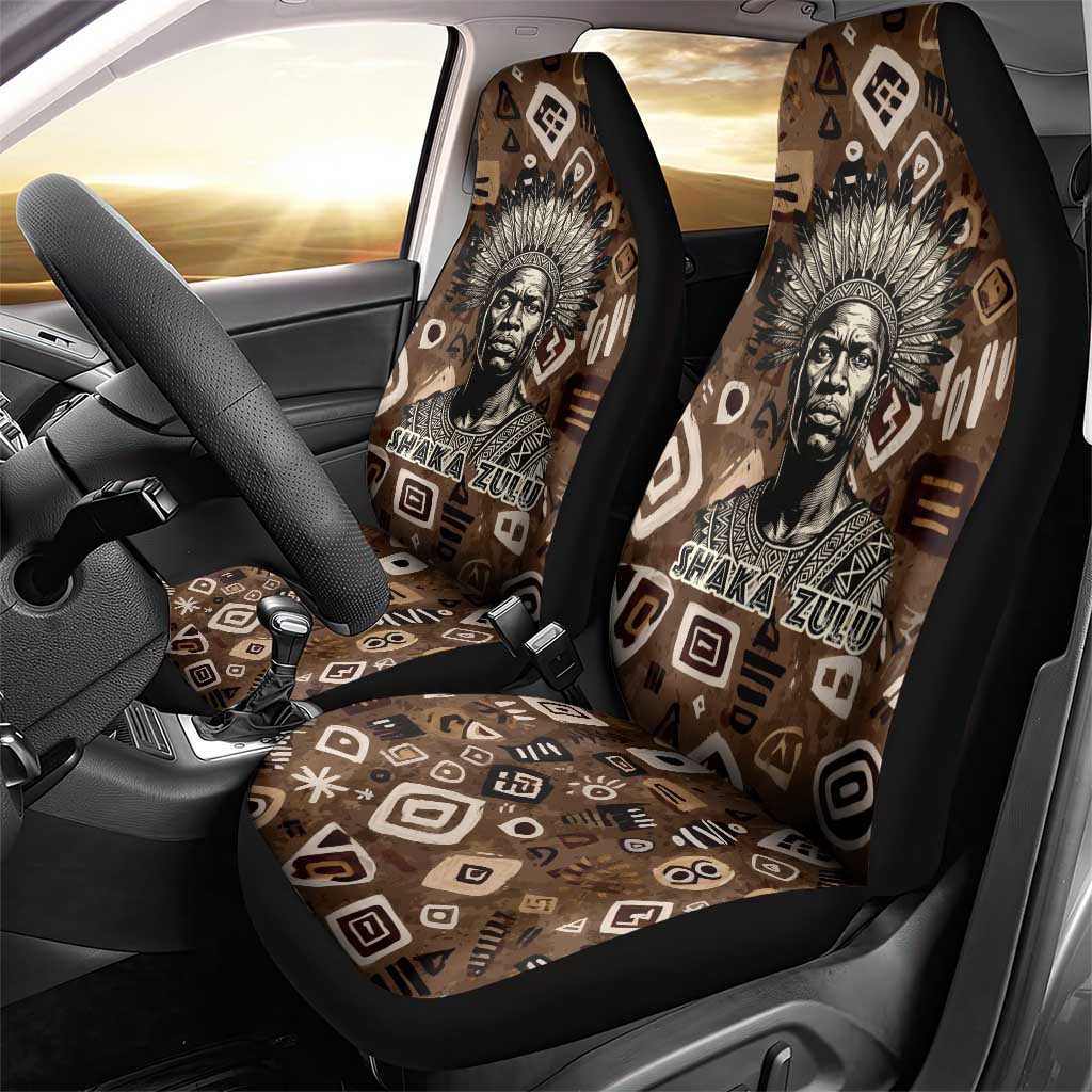 Shaka Zulu Car Seat Cover Monochrome Portrait Zulu Kingdom Heritage Unconquered Spirit Warrior Legacy Theme - Wonder Print Shop