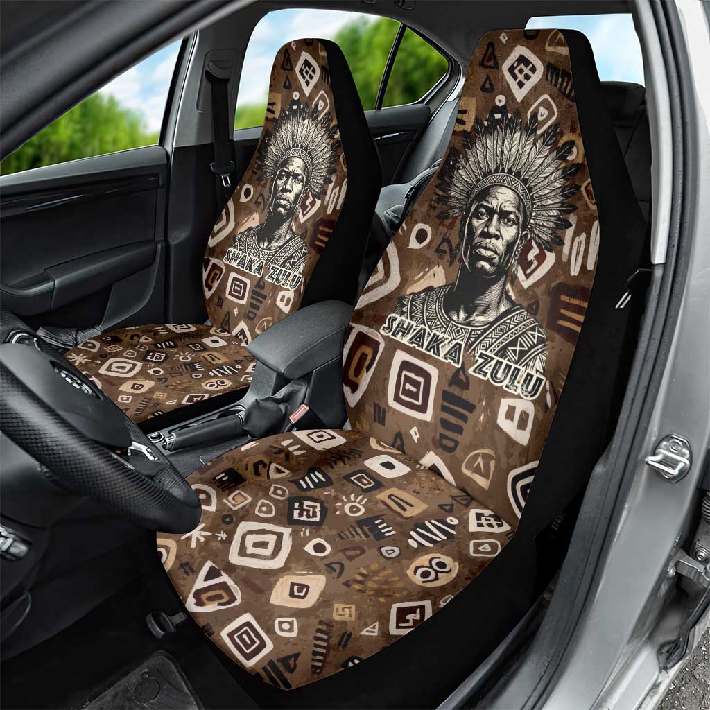 Shaka Zulu Car Seat Cover Monochrome Portrait Zulu Kingdom Heritage Unconquered Spirit Warrior Legacy Theme - Wonder Print Shop