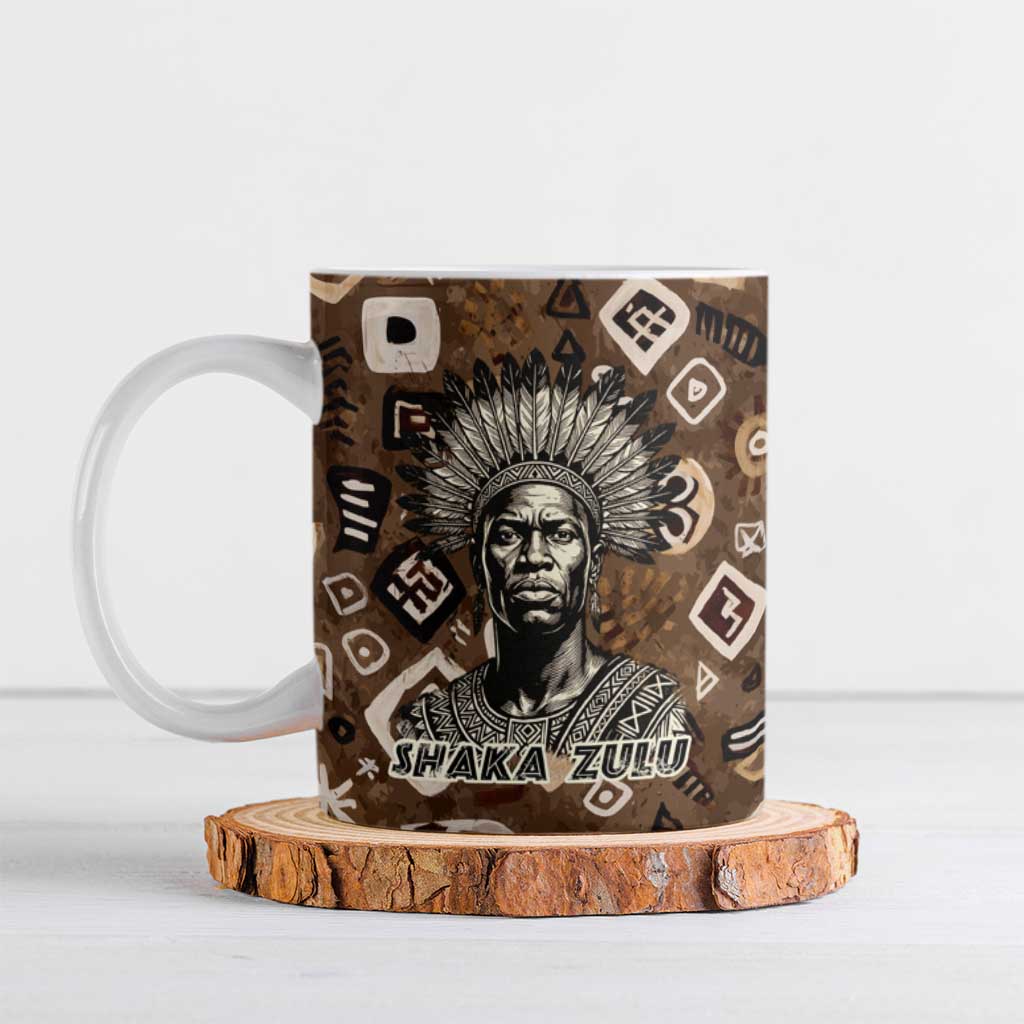 Shaka Zulu Ceramic Mug Monochrome Portrait Zulu Kingdom Heritage Unconquered Spirit Warrior Legacy Theme - Wonder Print Shop