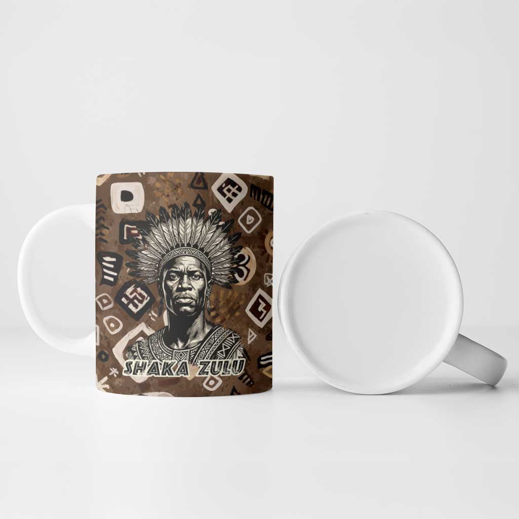 Shaka Zulu Ceramic Mug Monochrome Portrait Zulu Kingdom Heritage Unconquered Spirit Warrior Legacy Theme - Wonder Print Shop
