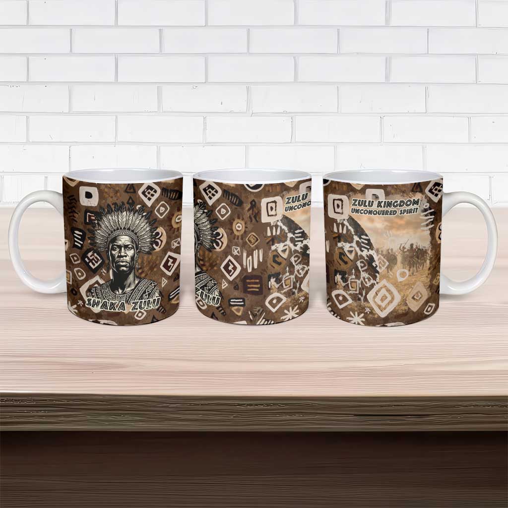 Shaka Zulu Ceramic Mug Monochrome Portrait Zulu Kingdom Heritage Unconquered Spirit Warrior Legacy Theme - Wonder Print Shop