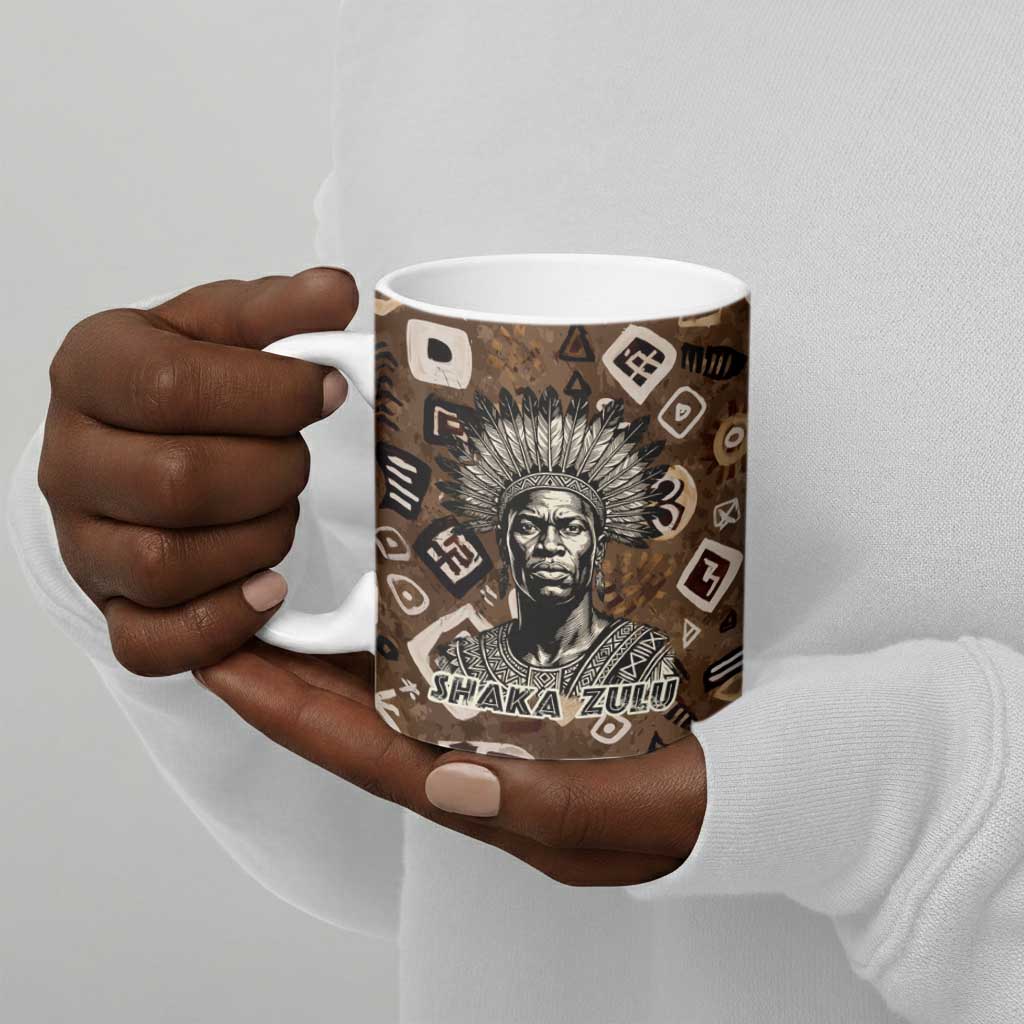 Shaka Zulu Ceramic Mug Monochrome Portrait Zulu Kingdom Heritage Unconquered Spirit Warrior Legacy Theme - Wonder Print Shop