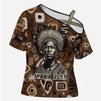 Shaka Zulu Cross Shoulder Shirt Monochrome Portrait Zulu Kingdom Heritage Unconquered Spirit Warrior Legacy Theme - Wonder Print Shop