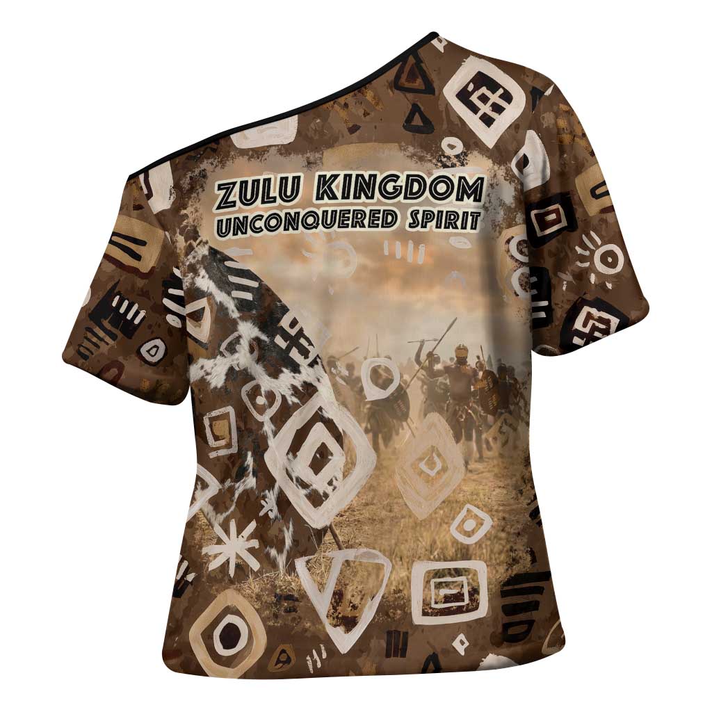 Shaka Zulu Cross Shoulder Shirt Monochrome Portrait Zulu Kingdom Heritage Unconquered Spirit Warrior Legacy Theme - Wonder Print Shop