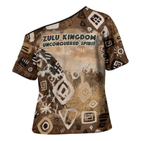 Shaka Zulu Cross Shoulder Shirt Monochrome Portrait Zulu Kingdom Heritage Unconquered Spirit Warrior Legacy Theme - Wonder Print Shop