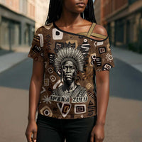 Shaka Zulu Cross Shoulder Shirt Monochrome Portrait Zulu Kingdom Heritage Unconquered Spirit Warrior Legacy Theme - Wonder Print Shop